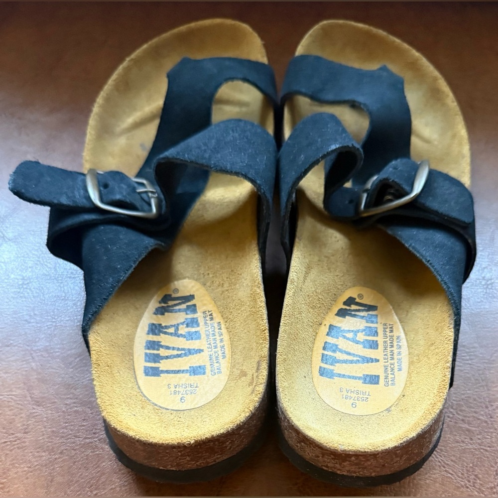 Ivan Trisha 3 Suede Leather Cork Sandals Spain Size 9 - Picture 5 of 6